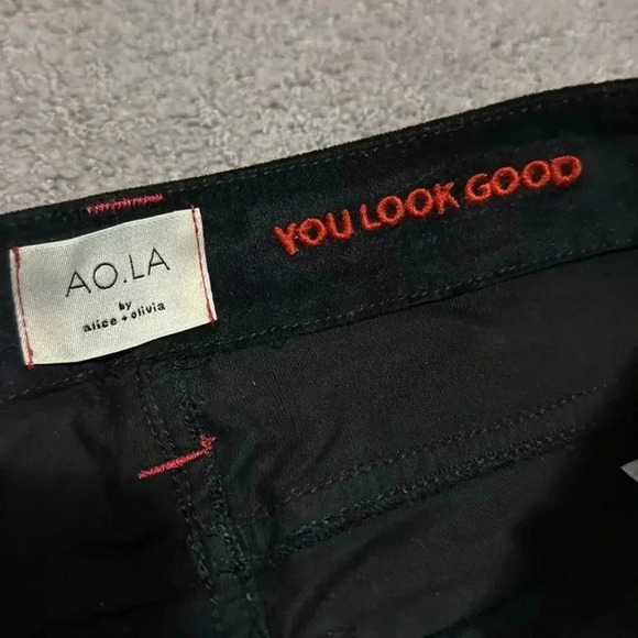 Alice and Olivia Black Velvet Skinny Jeans High Rise Sz 24 Designer Trendy Women - Picture 5 of 11
